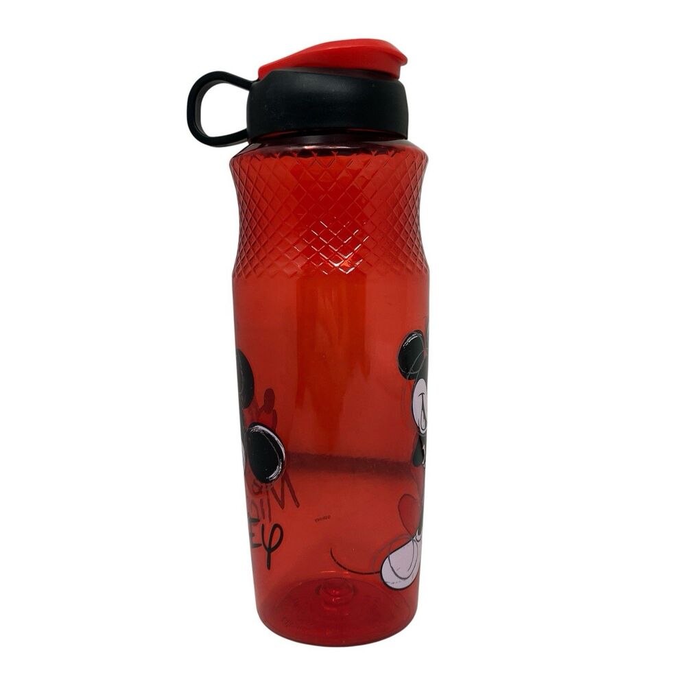Water Bottle Mickey Mouse Red Plastic Flip Top Disney Cup - Picture 4 of 9